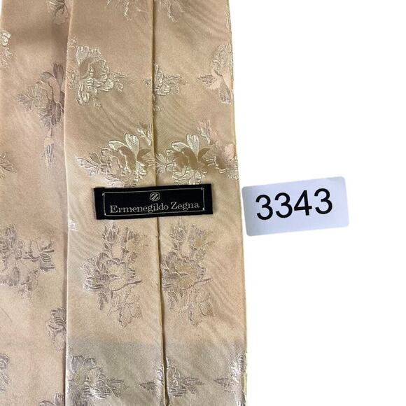 Ermenegildo Zegna Silk Tie Men’s Designer Gold Floral Pattern - Picture 10 of 10